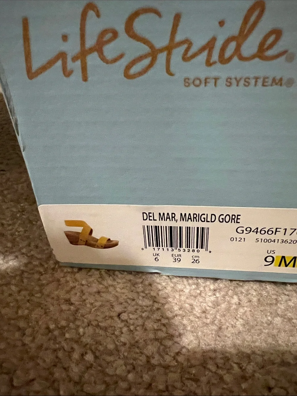Life Stride Del Mar Marigold Gore Cork Wedge Sandals, NIB - Picture 2 of 4